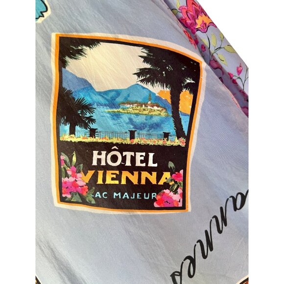 Carole Little Womens Silk Button-Up Shirt Dress 14 Island Prints Long Sleeve 80s - Picture 12 of 16